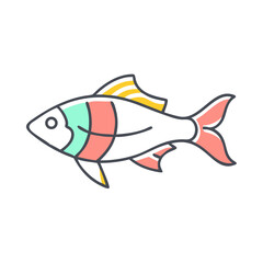 A Colorful Illustration of a Stylized Fish with Pastel Tones and Geometric Shapes