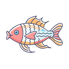 A vibrant and cheerful cartoon fish illustration with detailed fins and scales