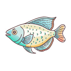 A Delightful Illustration of a Colorful Tropical Fish with Detailed Fins and Scales