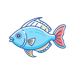 A vibrant illustration of a cartoon fish swimming gracefully underwater a delightful aquatic scene