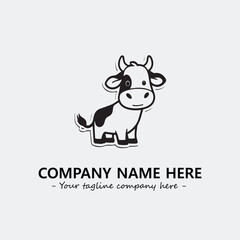 Cow illustration black and white for logo company vector image
