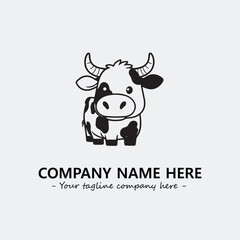 Cow illustration black and white for logo company vector image
