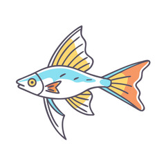 A Colorful Illustration of a Tropical Fish with Striking Fins and Tail