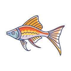 Fototapeta premium Vibrant Colorful Fish Illustration Aquatic Animal Design Tropical Orange Yellow Fins Scales