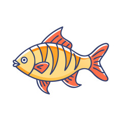 Illustration of a vibrant orange and yellow fish with detailed fins and scales