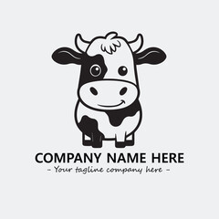Cow illustration black and white for logo company vector image
