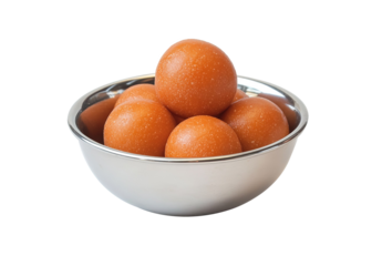 Indian traditional sweet called laddu, isolated on white background.
