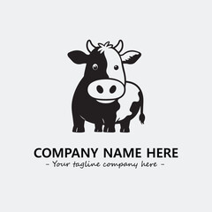 Cow illustration black and white for logo company vector image
