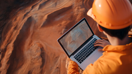 Geologist studying satellite imagery to locate new potential lithium mining sites in remote regions. Featuring satellite survey