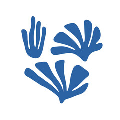 Obraz premium Minimal algae shapes and seamless patterns in cut-out matisse style for ocean design, fabric and packaging