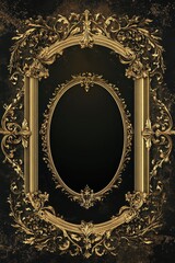 Elegant funeral flyer template in dark and gold with blank space for a portrait