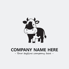 Cow illustration black and white for logo company vector image
