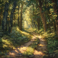 Obraz premium Forest Trail Trail Dens Through Winding Peaceful Show