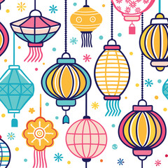 Colorful Hanging Lanterns Pattern