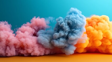 Colorful Smoke Clouds Burst with Abstract Art Background.