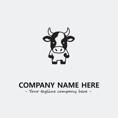 Cow illustration black and white for logo company vector image
