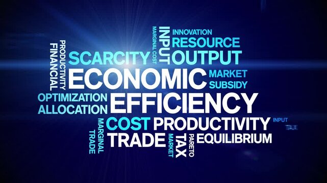 Economic Efficiency animated word cloud;text design animation tag kinetic typography seamless loop.