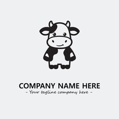 Cow illustration black and white for logo company vector image
