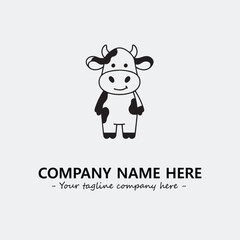 Cow illustration black and white for logo company vector image
