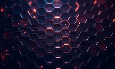 Obraz premium Honeycomb structure with glowing red and blue lights.