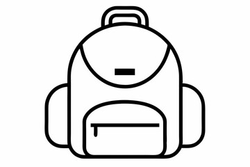 Backpack Outline Vector Illustration With White Background