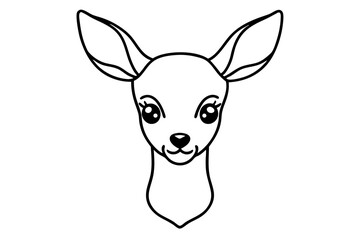 Cute Baby Deer Head Line Art Vector Illustration