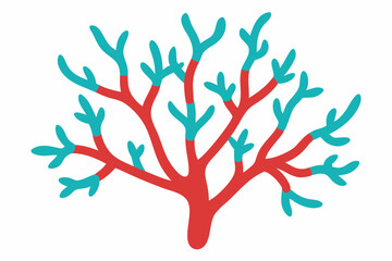 Coral Branch Outline Vector Illustration With White Background