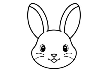 Cute Bunny Head With Blushing Cheeks Line Art Vector