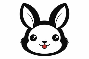 Cute Bunny Head With Blushing Cheeks Silhouette Vector
