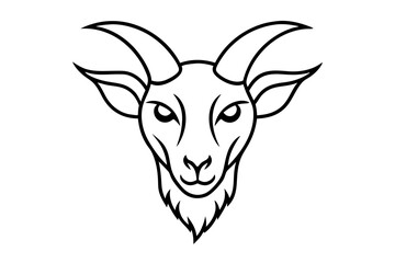 Demonic Goat Head Tattoo Style Line Art Vector