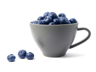 Blueberries in cup isolated on white background