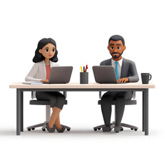 Obraz premium 3D render of business team working together.