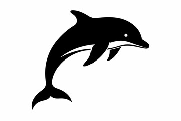Dolphin Jumping Silhouette Vector Illustration Black And White