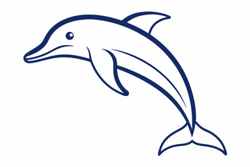 Dolphin Jumping Outline Vector Illustration With White Background