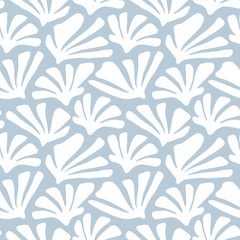 Seamless hand drawn seaweed pattern ocean doodle marine fabric design blue