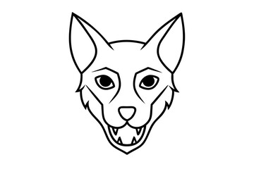 Gothic Skull Wolf Hybrid Head Line Art Vector