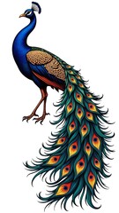 Fototapeta premium Majestic peacock silhouette with vibrant colors and elegant feathers, showcasing beauty and grace in stunning design