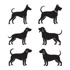 Dog Breed Silhouettes in Black Vector Art Collection
