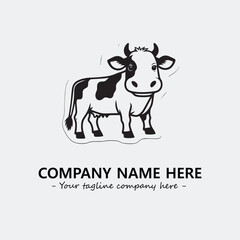 Cow illustration black and white for logo company vector image
