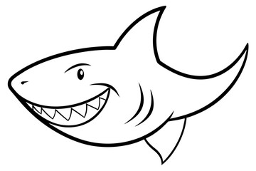 Shark Head Grinning Line Art Vector Illustration
