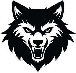 Stylized Angry Wolf Head Silhouette Vector Illustration
