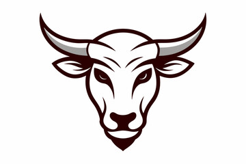 Stylized Bull Head With Horns Outline Vector Illustration