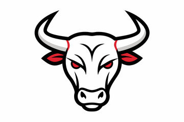 Stylized Bull Head With Horns Outline Vector Illustration