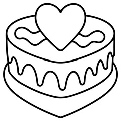 Love-themed cake Line art vectpr