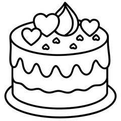 Love-themed cake Line art vectpr
