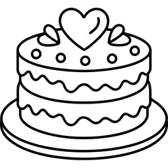 Love-themed cake Line art vectpr