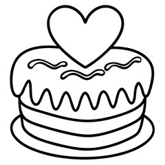 Love-themed cake Line art vectpr