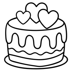 Love-themed cake Line art vectpr