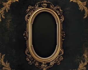 Elegant funeral flyer template in dark and gold with blank space for a portrait