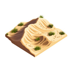 Stylized desert landscape with sandy dunes and sparse vegetation, suitable for digital art projects